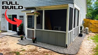 How I Built A DIY Screened In Patio Full Exterior Build [upl. by Euqinoj]