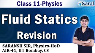 Fluid  Fluid Statics Revision Physics Class 11 JEE NEET [upl. by Aiderfla174]