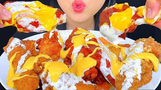 ASMR WINGSTOP FRIED CHICKEN DRENCHED IN CHEESE AND RANCH SAUCE MUKBANG [upl. by Kyre]