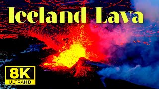 ICELAND 🇮🇸 LAVA VOLCANO DRONE 8K FOOTAGE VOLCANO LAVA FLOW HD [upl. by Hort29]