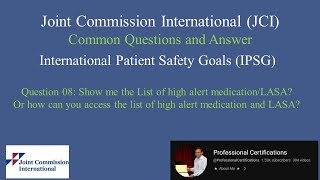 JCI QA 08International Patient Safety Goals IPSG [upl. by Broucek]