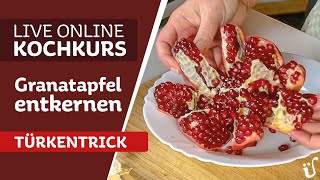 Granatapfel LIVE entkernen  Mitschnitt aus dem Kochkurs [upl. by Nosnej633]