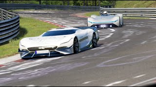 MercedesBenz Vision EQ Silver Arrow Concept vs Jaguar Vision GT SV Concept at Nordschleife [upl. by Yrffej]