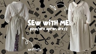 DIY Apron Dress ✂️ Upcycling Bedsheet  Sew With Me 🌿 [upl. by Cynarra]