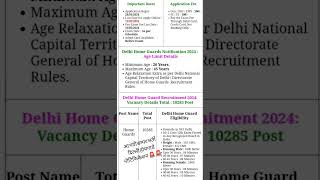 DELHI HOMEGUARD NOTIFICATION 2024HOME GUARD VACANCY 2024 [upl. by Hawken]