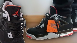 How To Lace Jordan 4 Breds 4 Ways w ON FEET  Featuring Breds 2019 THE BEST WAY [upl. by Aicilaanna185]