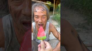 Poor old man eats ice cream for the first time  Do you help the poor ✍ [upl. by Salguod]