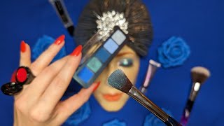 ASMR  Bleu Makeup on Mannequin  Maquillage Bleu sur le Mannequin  No Talking Partly Layered Sound [upl. by Enavi]