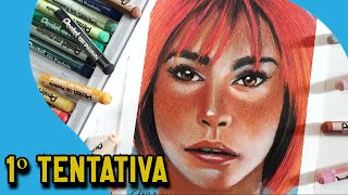 TENTANDO FAZER UM REALISMO COM GIZ PASTEL OLEOSO  1º tentativa [upl. by Werdn]