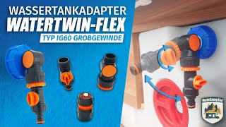 Wassertankadapter für Grobgewinde mit Gelenkadapter  Regulierventil  MaJoCompTec® WATERTWINFLEX [upl. by Ylerebmik443]