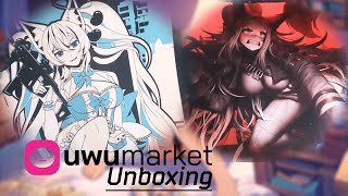 UWUMarket Vtuber Merch Kirsche  Dyarikku Poster and XXL Mousepad AMSR Unboxing [upl. by Sammons]