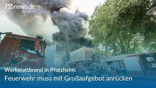 Brand in Pforzheimer KFZWerkstatt fordert Großaufgebot an Feuerwehrkräften [upl. by Roddy]