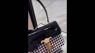 셀린느CELINE TEEN GARANCE BAG IN VICHY PRINTED PATENT CALFSKIN 118053GCZ38AWwwwroseluxcom [upl. by Adnilab]