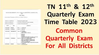 11th 12th quarterly exam time table 2023 tamil nadu  11th 12th quarterly exam time table [upl. by Atworth361]