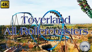 Toverland All Rollercoasters Onride 4K [upl. by Marya829]