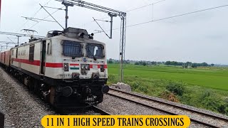 High speed Electric amp Diesel train single amp double line crossings  11 in 1 High speed compilation [upl. by Unhsiv]