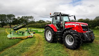 DONKEYCAM  Massey 7719S and Krone TS320 CV Mower [upl. by Killarney]