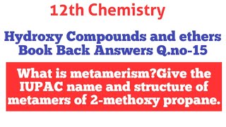 Chapter11Hydroxy Compounds and ethers Book back answers Qno11 [upl. by Rebbecca724]