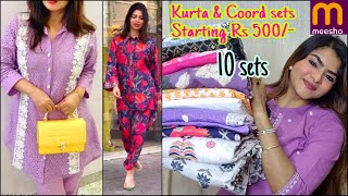 MEESHO Embroidered amp Printed Coord Kurta set Haul  MEESHO Best Kurta sets  Designer Kurtis Rs 500 [upl. by Jerrilyn]