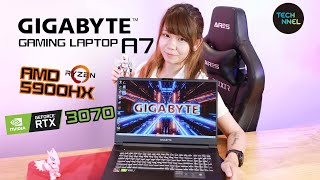 GIGABYTE GIGABYTE A7X1 GAMING NOTEBOOK開箱 滿血版3070打機一定夠用 [upl. by Martino918]