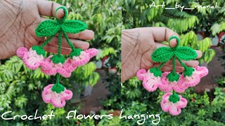 How to diy crochet flowers hanging for diwali decorationcarhangingKeychainhomedecoreasy tutorial [upl. by Tavy]