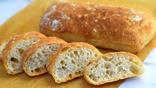 Easy Artisan Ciabatta Bread RecipeRustic Italian BreadNo Knead Rustic Bread [upl. by Mullac]