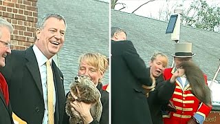 Archive 10 years since Bill de Blasio dropped Staten Island Chuck [upl. by Namien]