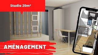 Aménagement studio 20m2  avec claustra exemple [upl. by Enrahs]