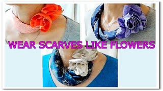 ♡how to wear scarves like spring flowers in different styles【スカーフの巻き方】春の花のように巻く！ [upl. by Corrinne430]