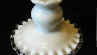 Fenton Milk Glass Silver Crest Candlestick Holder [upl. by Attenaj157]