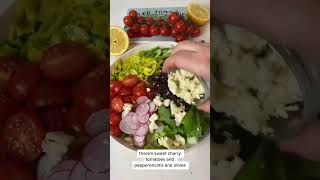 The ultimate Greek salad mediterraneanrecipe mediterraneanflavors greekfood salmonsalad [upl. by Annaerdna252]