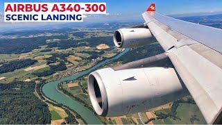 Edelweiss Airbus A340300 SCENIC Landing at Zurich  Approach and Landing  Cockpit Visit 4K [upl. by Seraphim]