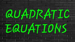 Solving quadratic equations [upl. by Salakcin]