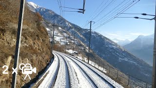 ★ 2x🎥 🇨🇭Lötschberg alpine crossing cab ride from Basel to Brig through Switzerland 012019 [upl. by Haleelahk409]