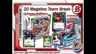 2024 BOWMAN  CHROME 20 MEGABOX TEAM Break 4 eBay 111224 [upl. by Nosa]