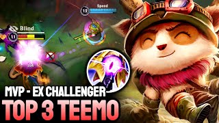 WILD RIFT TEEMO  TOP 3 TEEMO GAMEPLAY  EX CHALLENGER RANKED [upl. by Esinej]