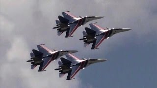 LIMA 17 Russian Knights Su30SM jets at Langkawi Airshow [upl. by Sadnac]