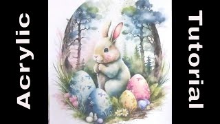 Acrylic Painting Tutorial Easter Bunny Landscape Magic [upl. by Okechuku]