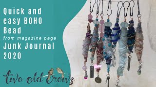 Junk Journal Ideas  Boho Bead as a Spine Embellishment made from a magazine page [upl. by Renell975]