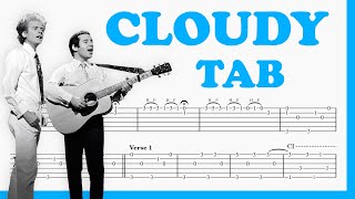 Cloudy  Simon amp Garfunkel  TAB Fingerstyle for Guitar [upl. by Nirac]