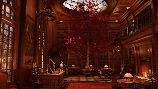 Spring Bookstore Ambience with Muffled Jazz Music Playing Slowly and Rain Sounds [upl. by Nyleimaj]