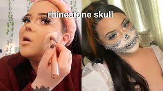 rhinestone skull halloween makeup [upl. by Armil]