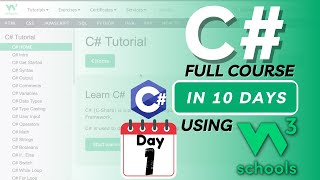 C Full Course in 10 Days using W3Schools  Day1 of W3Schools C Tutorial [upl. by Danila]