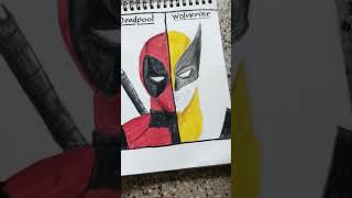 Half Deadpool half Wolverine drawing part2 ByeBye [upl. by Sirromal282]