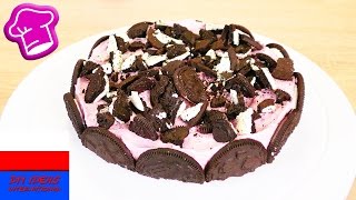 Różowy torcik z ciastkami Oreo  bez pieczenia  ciastka Oreo maliny i mascarpone [upl. by Attenev]