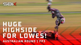 Sam Lowes has HUGE highside in FP3 💥  2024 AustralianWorldSBK 🇦🇺 [upl. by Nitreb]