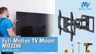 How to Hang a TV to the Wall  TV mounting Guidence with Mounting Dream Full Motion TV mount MD2296 [upl. by Nickolai]