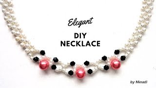 Beaded necklace Easy beading pattern for beginners Diy necklace [upl. by Tammany]