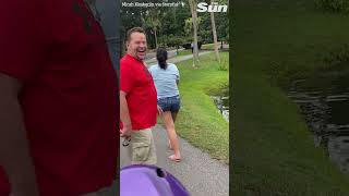 Terrifying moment huge alligator chases after fisherman shorts 😱🐊 [upl. by Randi415]