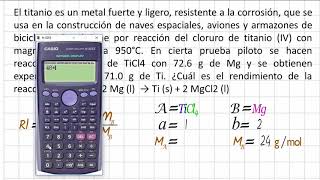 Problema de estequiometria eficiencia de la reacción y reactivo límite [upl. by Anoyet]